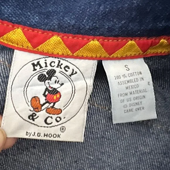 Vintage 80s Mickey BY J.G Hook men's jean jacket Mickey embroidery sequined size
